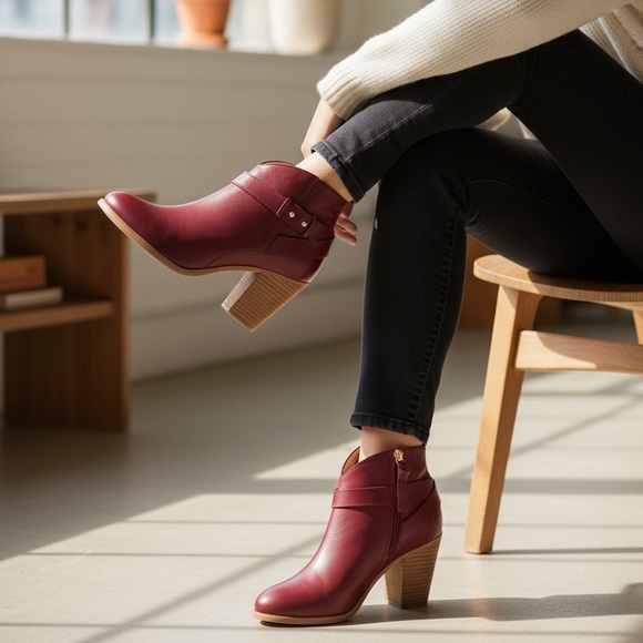 BODEN Stratford Leather Ankle Boots in Red Merlot EU 39 / US 8 - Picture 14 of 14